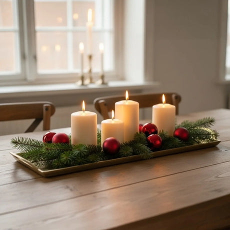 Tablett Gold XXL Dekotablett 60 cm Griffen Kerzentablett Serviertablett langes Tablett Metall - Dekotablett