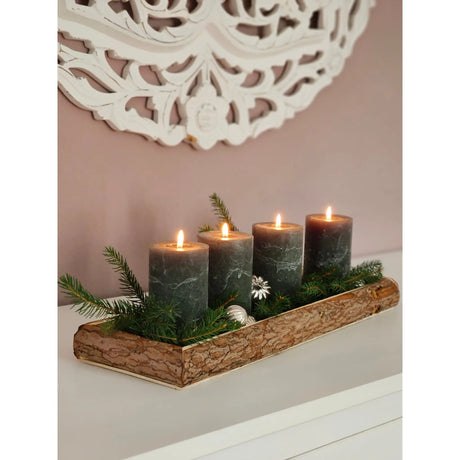 Tablett Holz Natur Baumrinde Dekobrett Holztablett Schale Servierbrett Länglich - Dekotablett