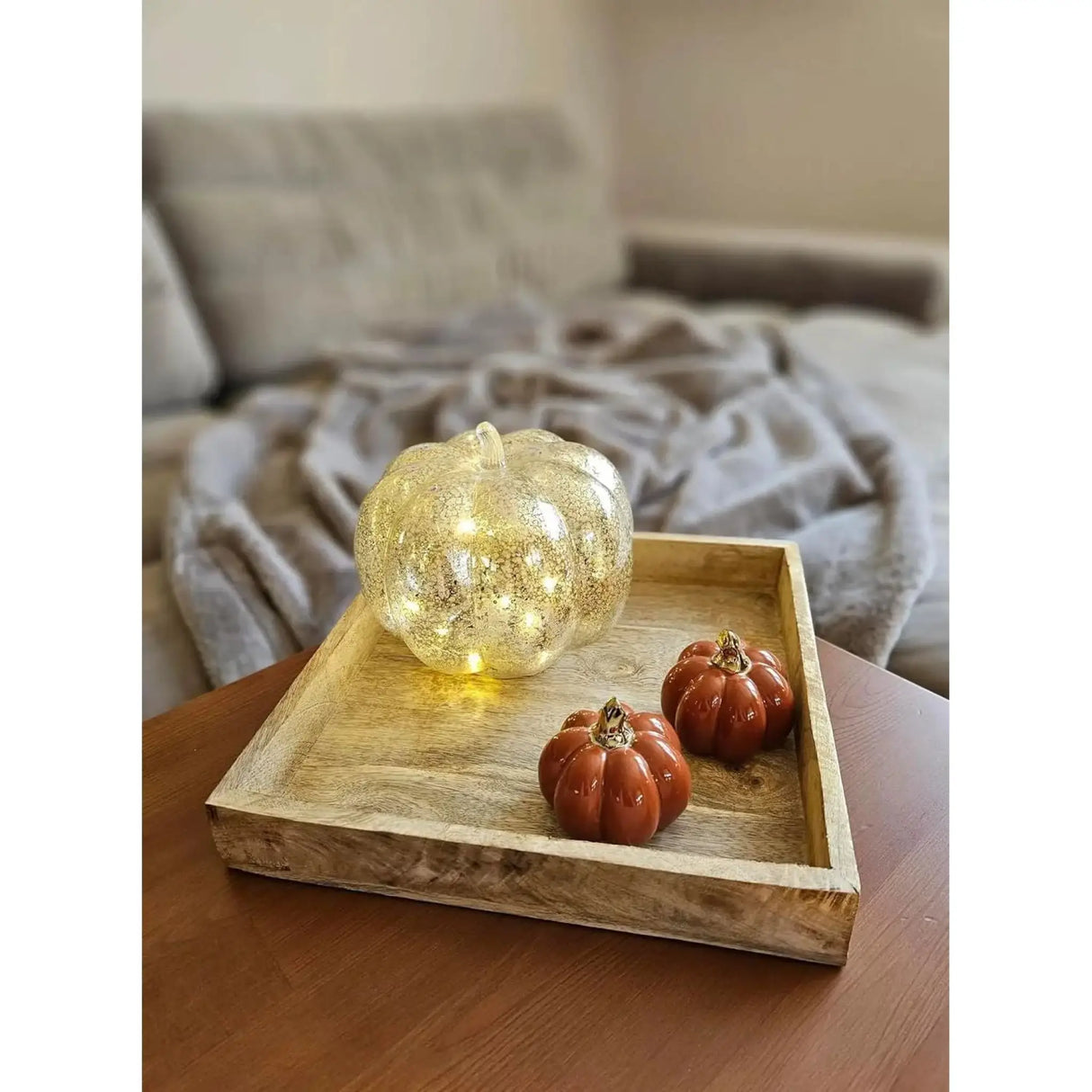 Tablett Mangoholz Dekotablett massives Holz Tischdeko Serviertablett 30 x 30 cm - Holztablett