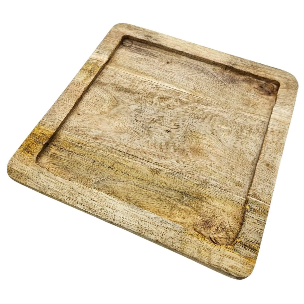 Tablett Mangoholz Holztablett Mango Holz Teller Deko braun hellbraun 24x24 cm - Holztablett