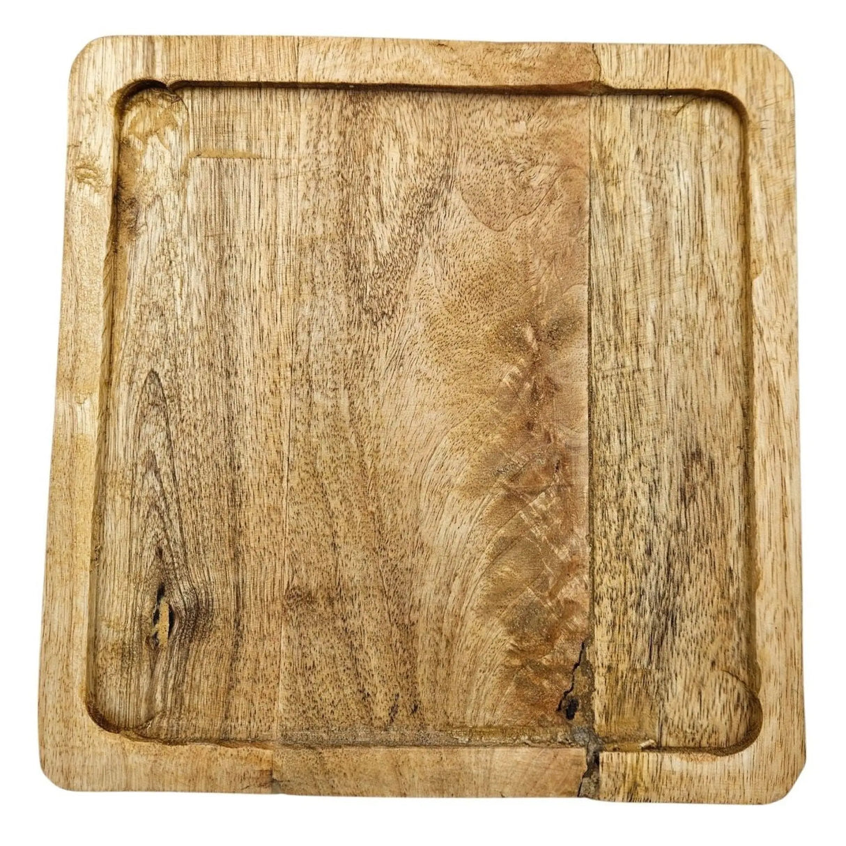 Tablett Mangoholz Holztablett Mango Holz Teller Deko braun hellbraun 24x24 cm - Holztablett