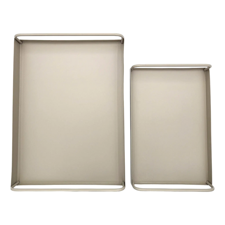 Tablett Metall 2er Set Beige Modern Serviertablett Dekotablett 38x28 u 30x20 cm Sand - Dekotablett