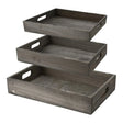 Tablett Serviertablett Dekotablett Grau Natur Holztablett Grau Mittel 34x24 cm - Serviertablett