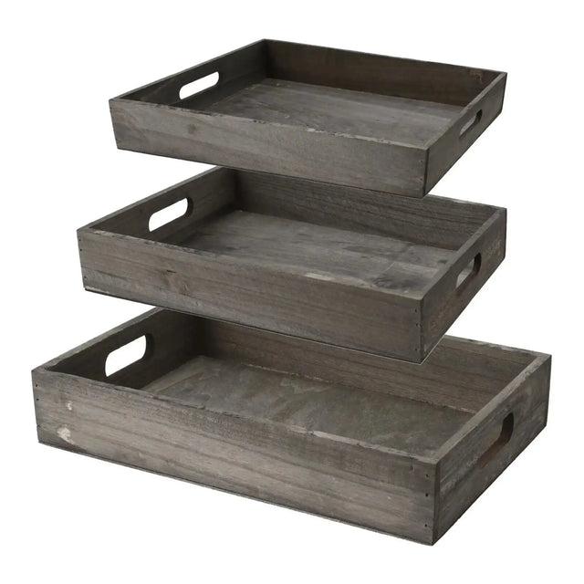 Tablett Serviertablett Dekotablett Grau Natur Holztablett Grau Mittel 34x24 cm - Serviertablett