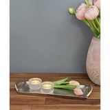 Tray decorative tray silver metal tray metal plate candle plate 30x12 cm