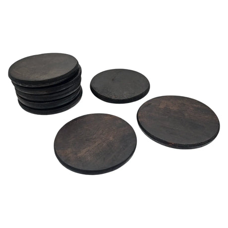 Teakholz Untersetzer rund 10 cm 8er Set – für Getränke & Raclette Rustikale Tischdeko - Dunkel - Untersetzer