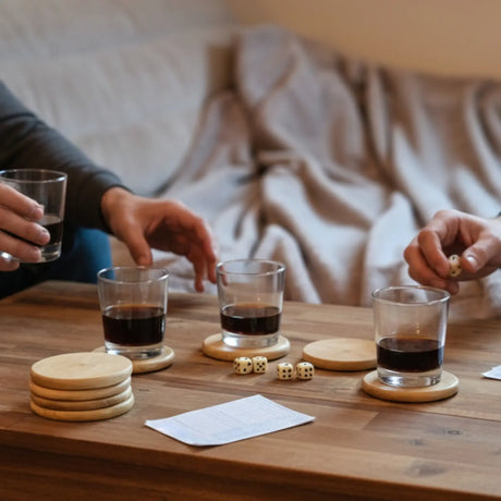 Teakholz Untersetzer rund 10 cm 8er Set – für Getränke & Raclette Rustikale Tischdeko - Untersetzer