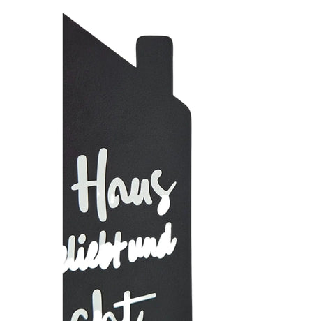 Teelichthalter Haus schwarz 2er Set Kerzenhalter Metall Zuhause Sprüche - Teelichthalter