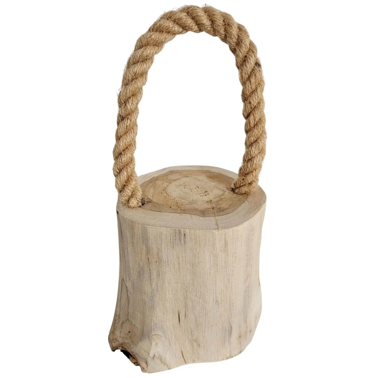 Türstopper Teakholz Boden Türpuffer Holzstamm Holz Kordelgriff Natur Ø 13 cm - Türstopper Holz