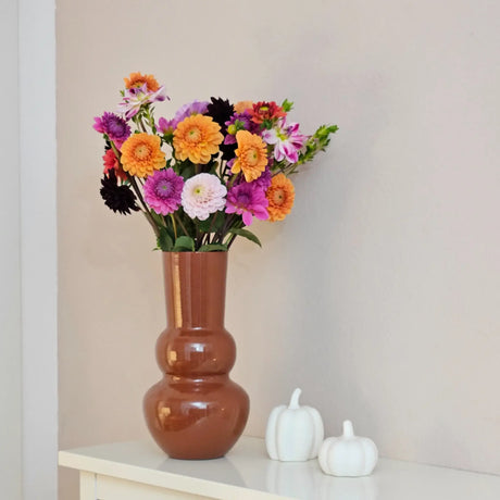 Vase Blumenvase XXL Dekovase Metallvase Beige Braun 38x25 Retro Blumengefäß - Vase