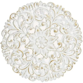 Wandbild Holzbild Ornament weiß gold 39 cm Landhaus Mandala shabby - Holzbild