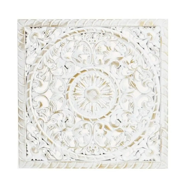 Wandbild Holzbild Ornament weiß gold 40x40 cm Landhaus Mandala shabby - Holz Ornament