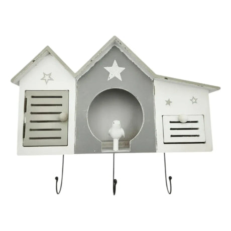 Wandgarderobe weiß Shabby Landhaus – 3 Haken 1 Schublade Haus & Stern Flurgarderobe - Garderobe