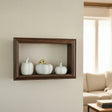 Wandregal Holzregal Dekoregal Modern mit LED 40x25 cm braun Bilderrahmen - Wandregal