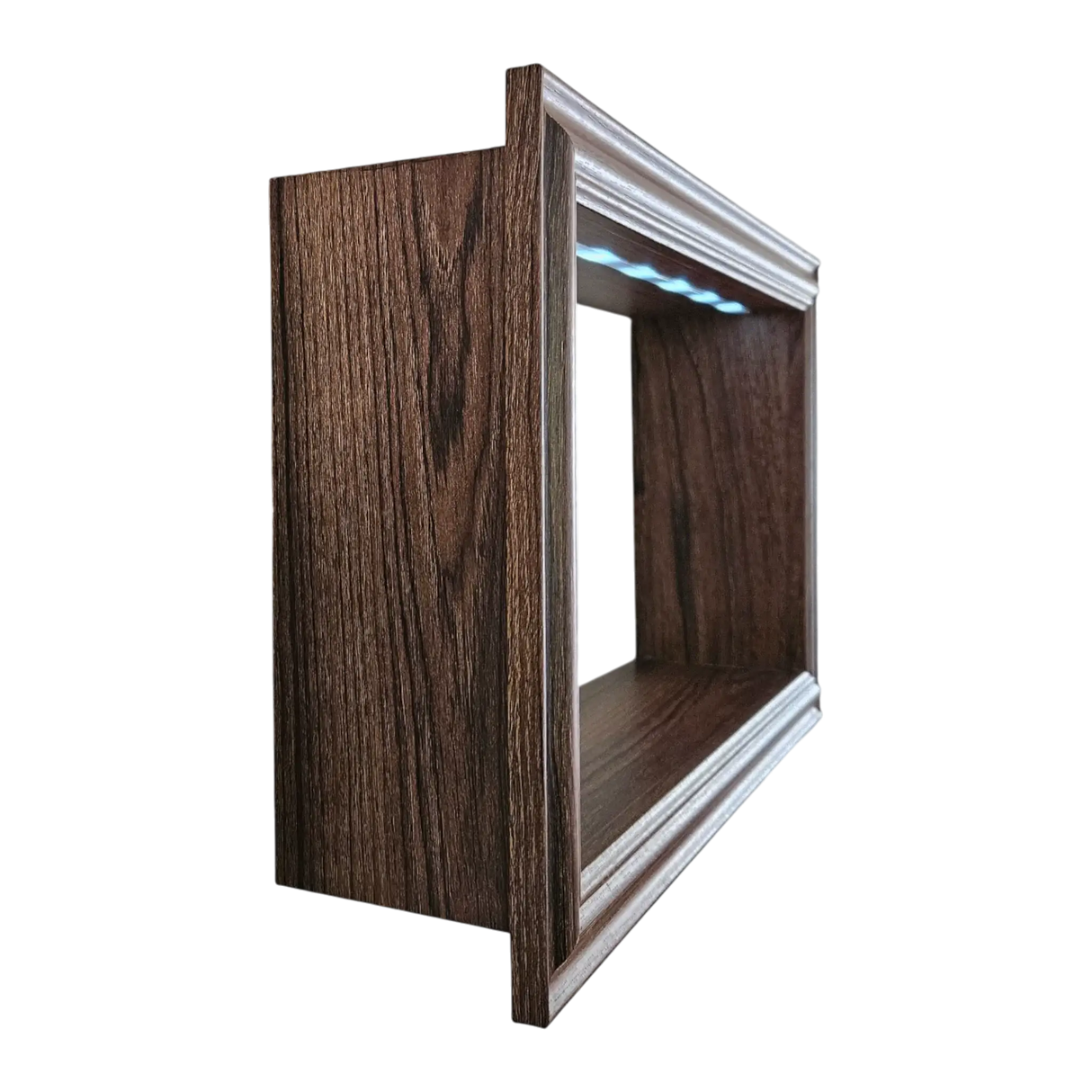 Wandregal Holzregal Dekoregal Modern mit LED 40x25 cm braun Bilderrahmen - Wandregal