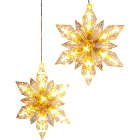 Weihnachten Stern LED 2er Set Beleuchtung Timer warmweiß Lichterkette innen - Lichterkette LED