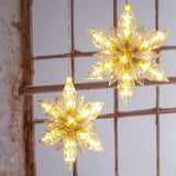 Weihnachten Stern LED 2er Set Beleuchtung Timer warmweiß Lichterkette innen - Lichterkette LED