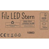 Weihnachtsstern Filz 3er Set 12 LED Stern grau anthrazit Weihnachtsbeleuchtung - Weihnachtsstern Filz