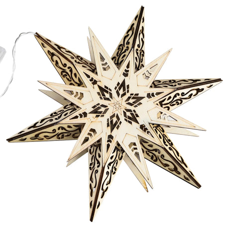 Weihnachtsstern Holzstern Ø 30cm Stern Holz Weihnachten Fensterdeko LED warmweiß - Weihnachtsbeleuchtung