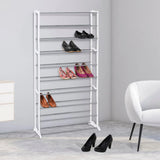 XXL Schuhregal mit 10 Ebenen Schuhschrank 140x72 cm weiß Stahl bis 40 Schuhpaare - Schuhregal